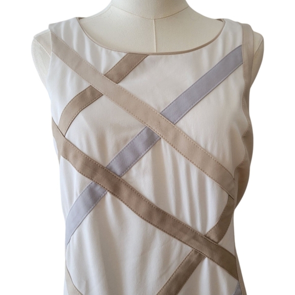 WHBM Neutral Sleeveless Tailored Sheath Dress Size 8 - Picture 3 of 6